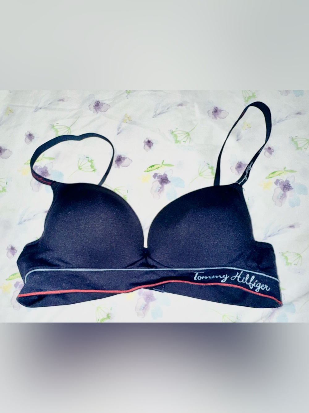 Tommy Hilfiger Navy Blue Wireless T-Shirt Bra with Logo Band